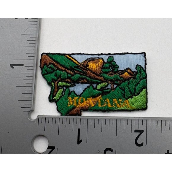Montana State Outline Embroidered Patch 2 Inch Scenic Landscape Mountains - Picture 3 of 6